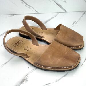 Women's 11 / 44 Pons Classic Style Tan Leather Avarca Sandals Slingback Spanish